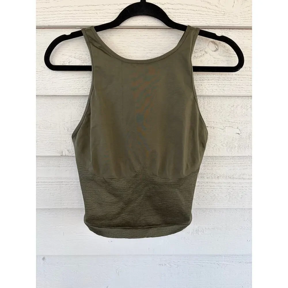 Victoria’s Secret PINK Olive Green Seamless Racerback Workout Tank XL - Picture 2 of 5